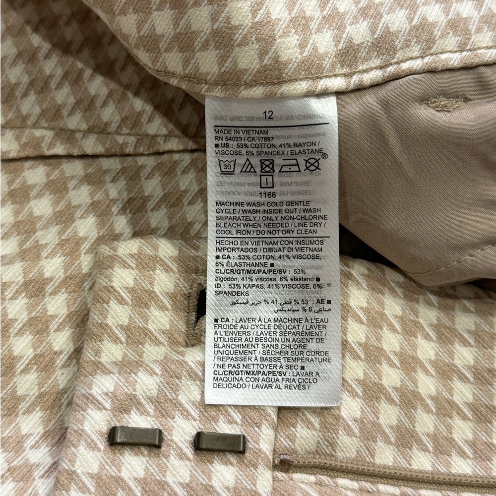 Old Navy Pants Women Size 12 Beige Houndstooth Pixie High Rise Skinny Trousers - Picture 12 of 12